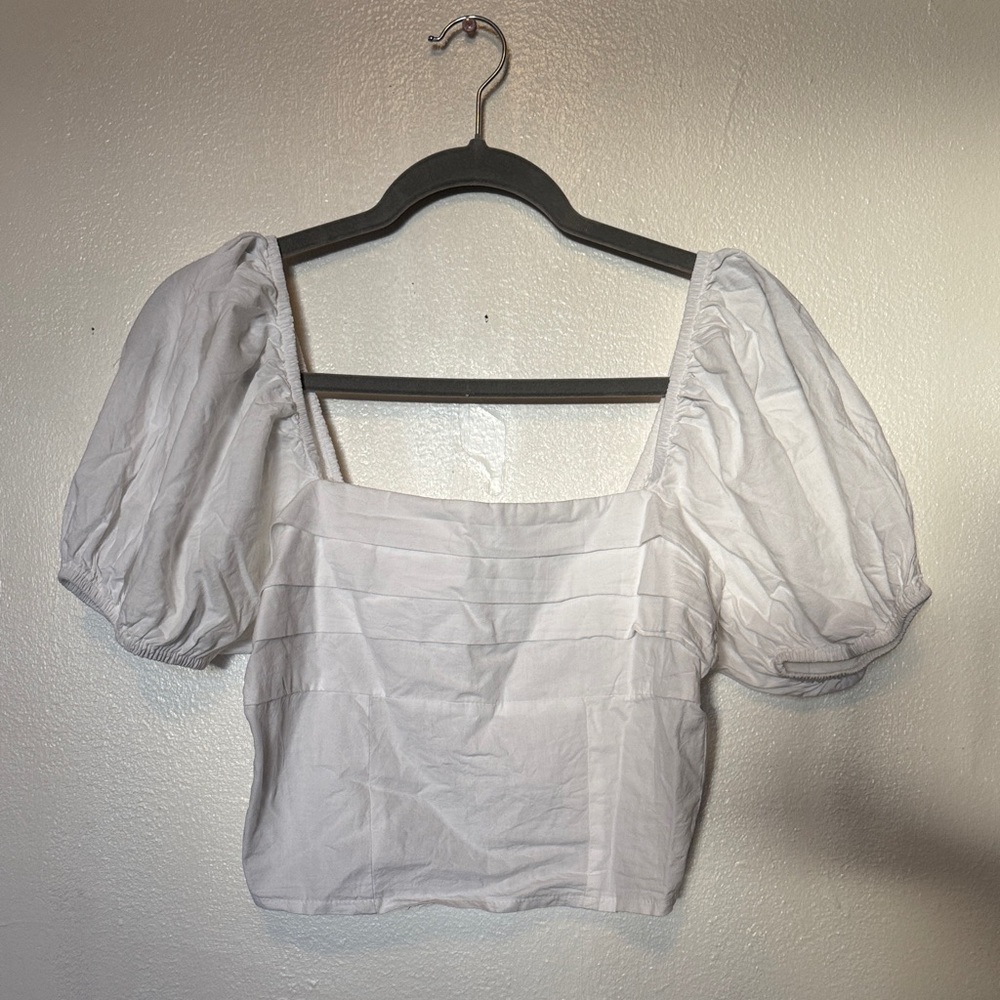 Cotton White Puff Sleeve Women's Top